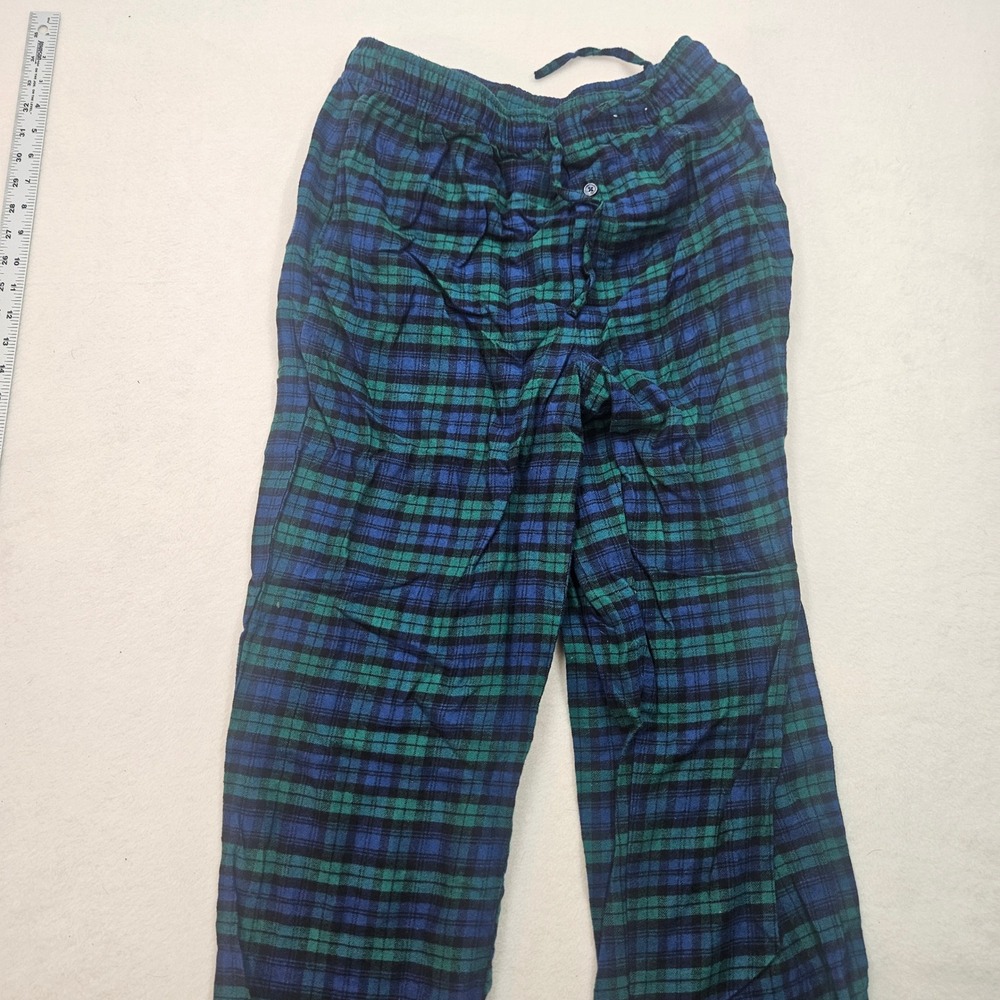 St. John's Bay Pajama Pants Mens M Blue Green Excellent Cotton Flannel Plaid